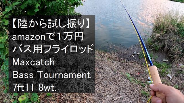 陸から試し振りamazonで1万円バス用フライロッド Maxcatch Bass Tournament 7ft11 8wt.
